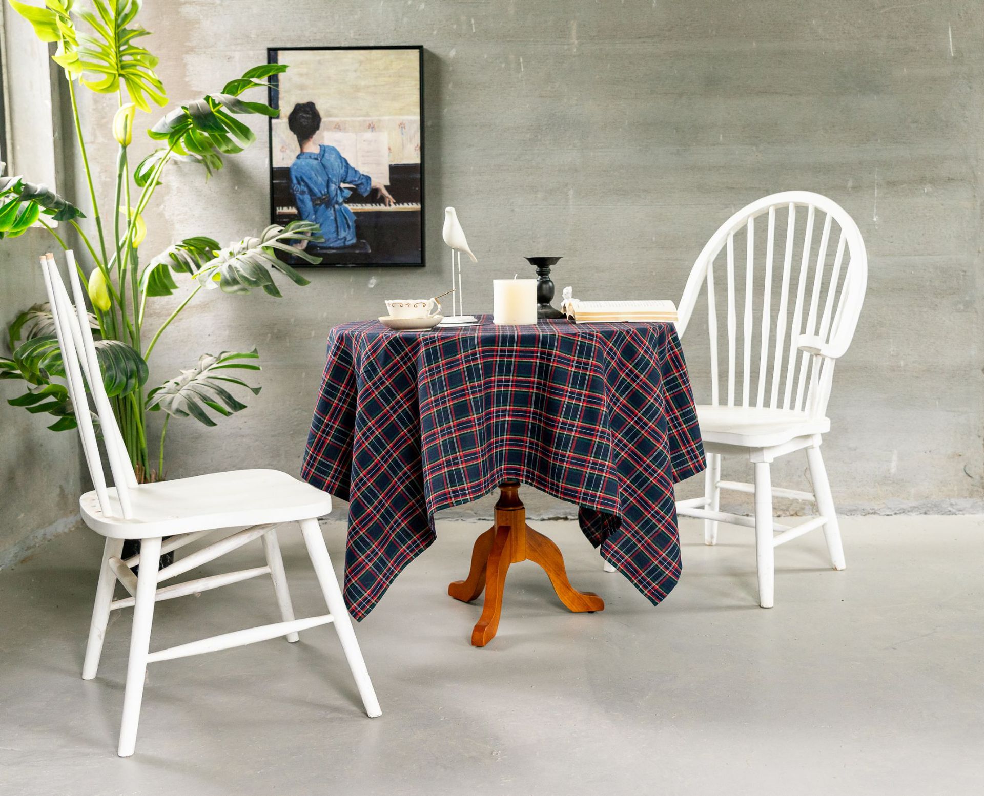 Cross-border Christmas holiday decoration table fabric, retro striped checkered cotton and linen restaurant party cover, Amazon pic 73