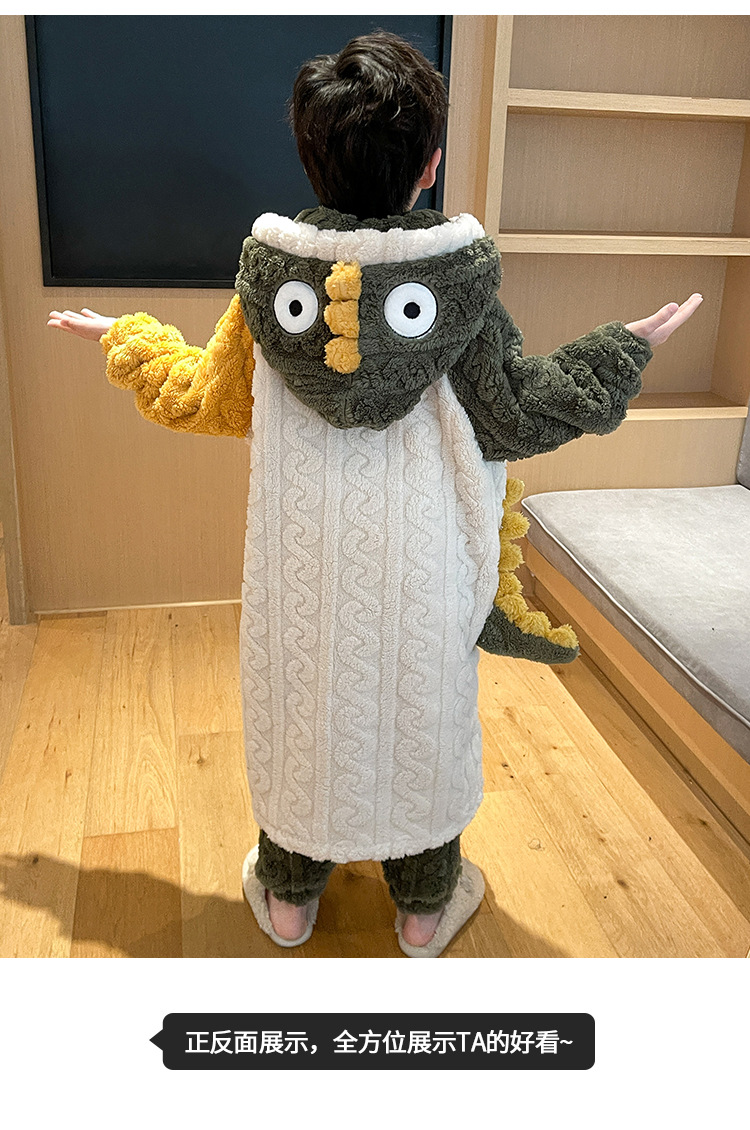 儿童睡衣秋冬季加厚款保暖法兰绒男童珊瑚绒套装中大童男孩家居服详情14