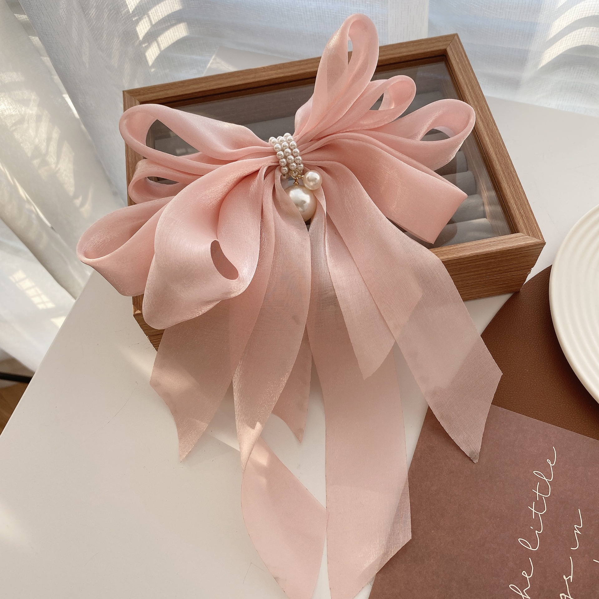 Korean Ogensa Spring/Summer velvet oversized bow spring/summer hair clip for women, hair clip at the back of the head, hair accessory for women pic 3