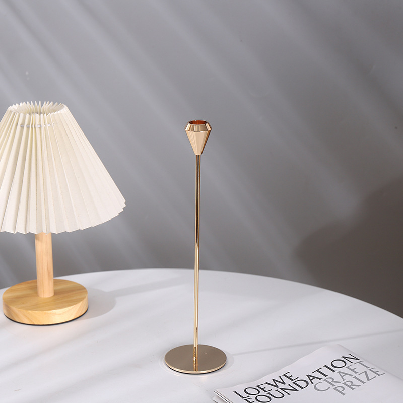 New European-style candle holder ornament, retro, simple and romantic. Golden waist and golden candle holder ornament pic 4
