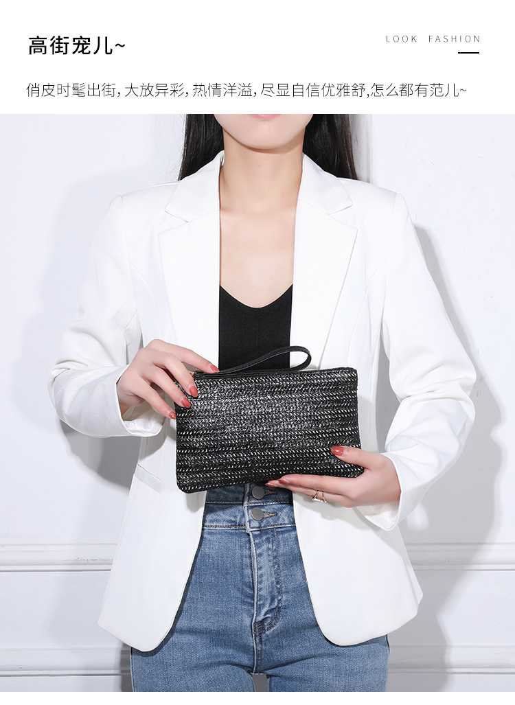 跨境风潮夏季新款女士草编包手拿包个性百搭大容量女士钱包超轻薄详情14