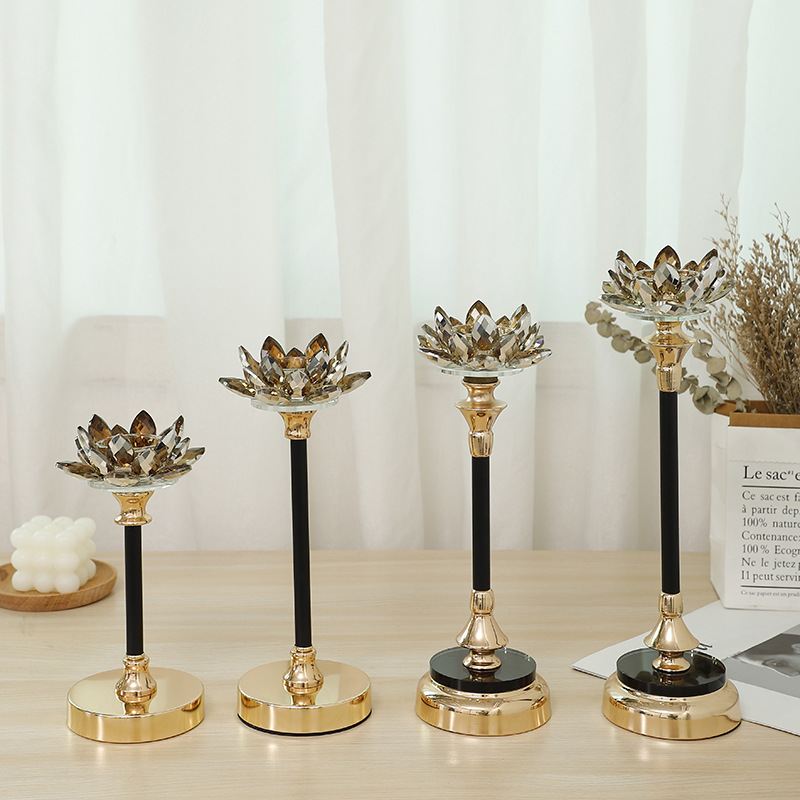 2022 New Style crystal candlestick New Year Gift, multi-specification Lotus Company wedding home metal props pic 2