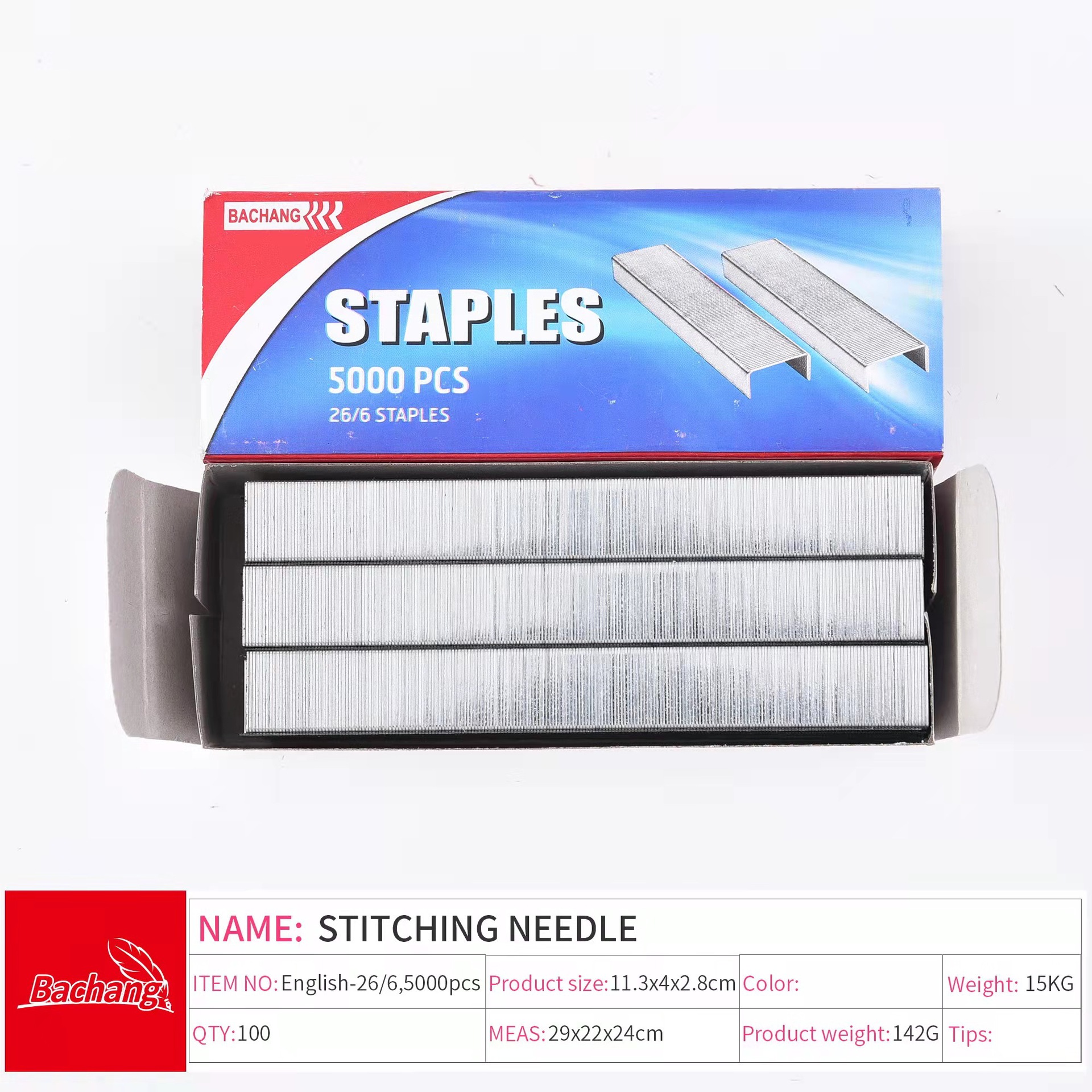 Factory direct supply of 5,000 26/6 English staples, standard staples, office and foreign trade export 26/6 staples pic 1