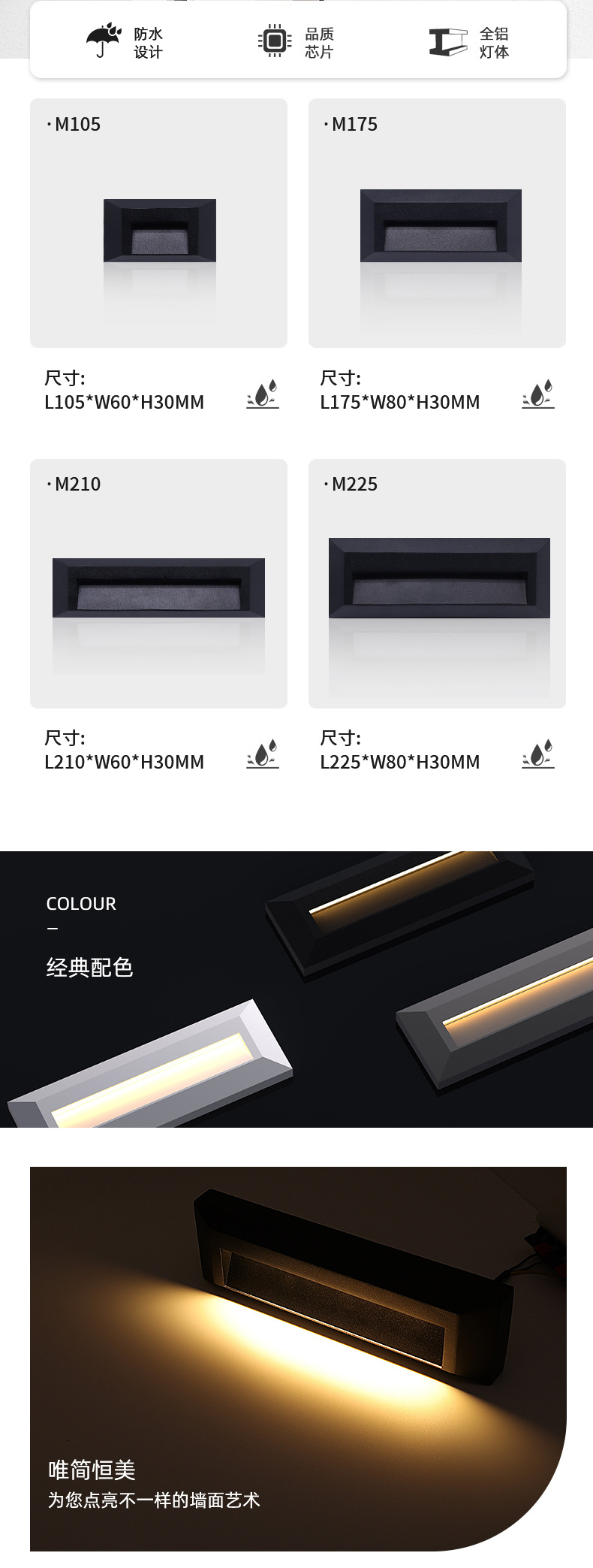 Exposed floor lamps, human-sensing step lamps, outdoor waterproof corner lamps, entrance door wall lamps, and stair tread lamps pic 2