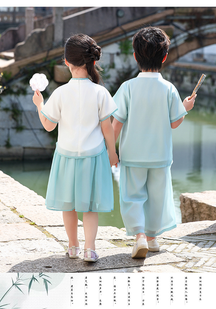 国潮汉服儿童套装春秋男女童唐装裙装公子服宝宝新中式古风演出服详情13