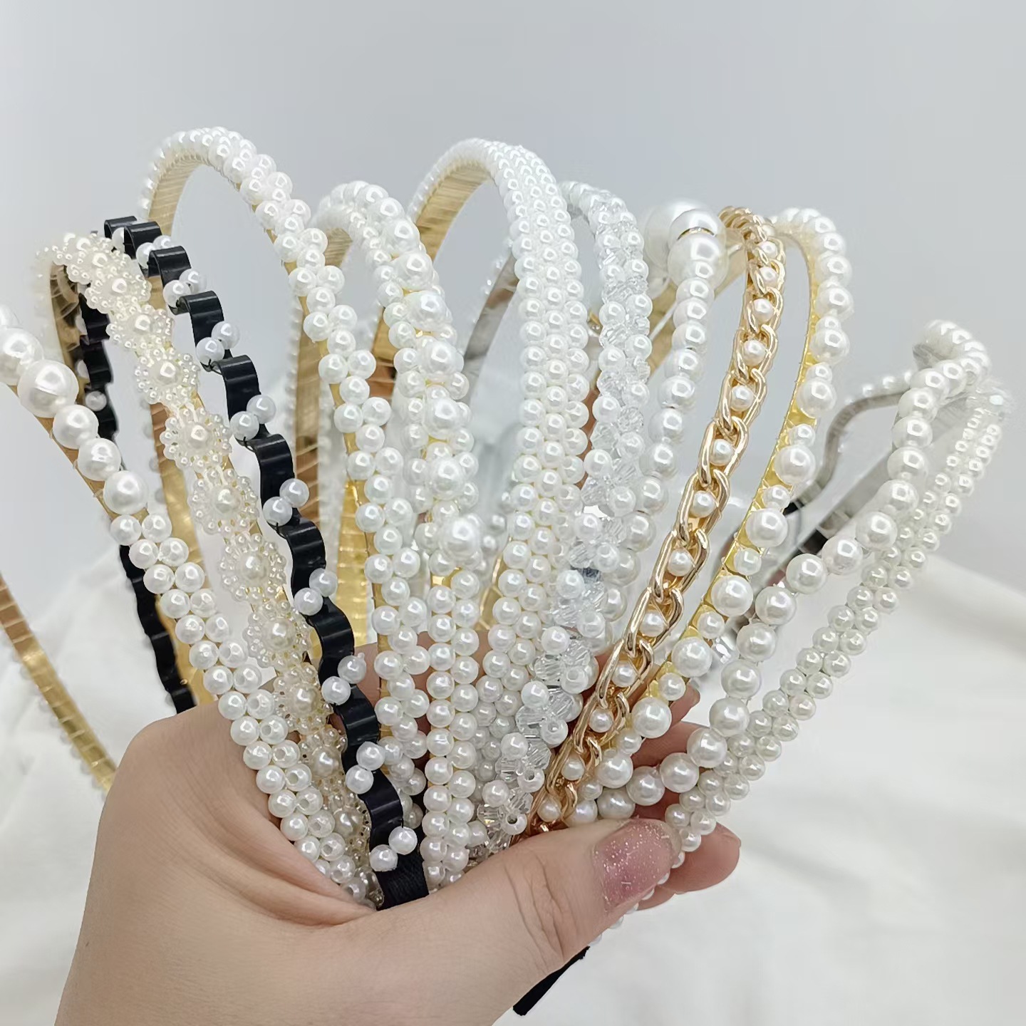 Pearl hairband for women, Super fairy French headband, hair tie, new style 2024, elegant high headband for the top of the head, external pressure hairpin headwear pic 10