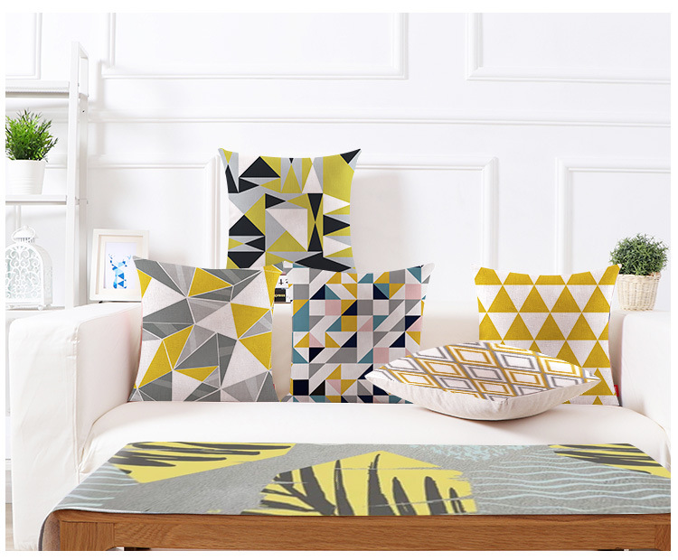 Nordic checkered Amazon bestseller linen short plush solid color checkered cushion pillowcase souvenir custom pillow pic 17