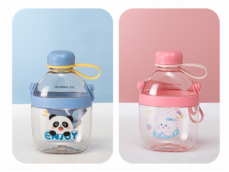 Yiben Cool Space Cup, a square plastic cup, is cute and fresh. It is portable with a shoulder strap and can be carried by hand. It can be used diagonally to carry a water cup pic 8