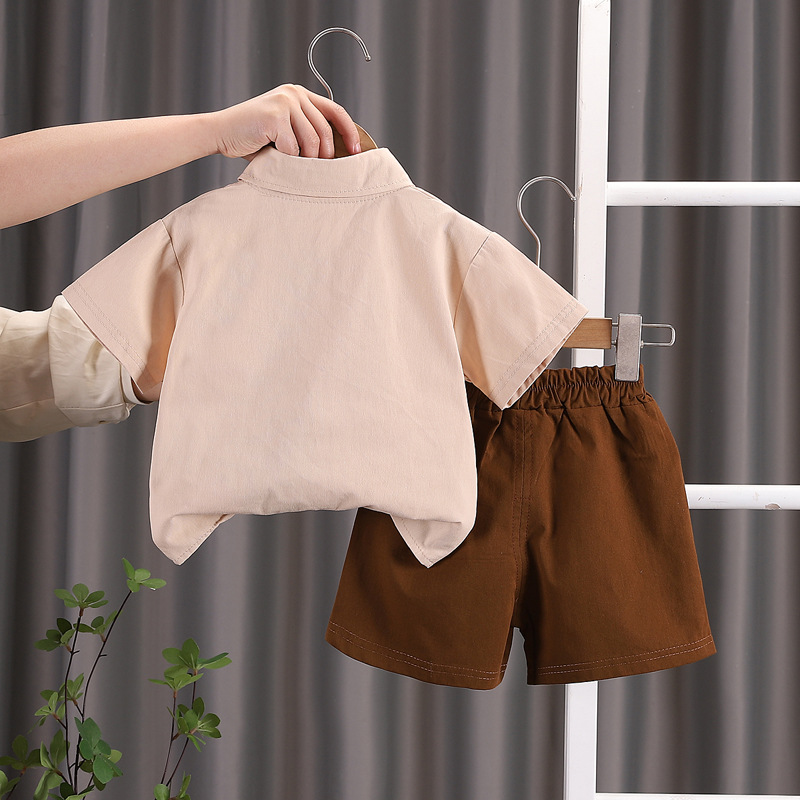 男童夏季短袖衬衫套装1-5岁男宝宝新款卡通开衫女童夏装儿童衣服详情4