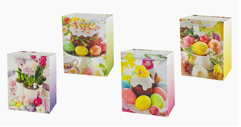 现货新款复活节210克白卡礼品纸袋撒粉手提袋包装袋 批发详情1