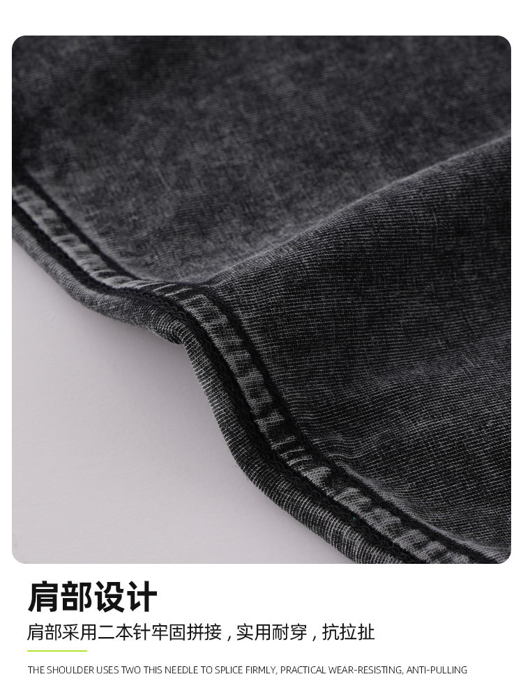 230g纯棉大版落肩t恤印logo纯色背心夏季圆领宽松欧美跨境男女详情13