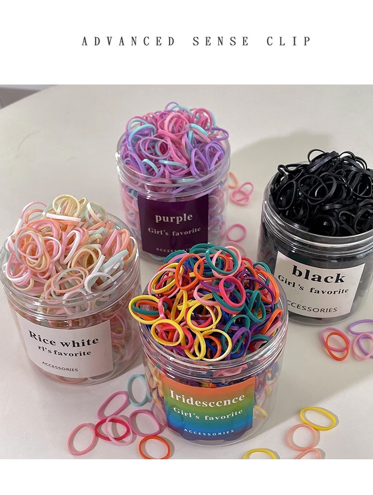 黑色一次性橡皮筋女扎头发高弹力发绳不伤发发圈儿童头绳编发发饰详情19