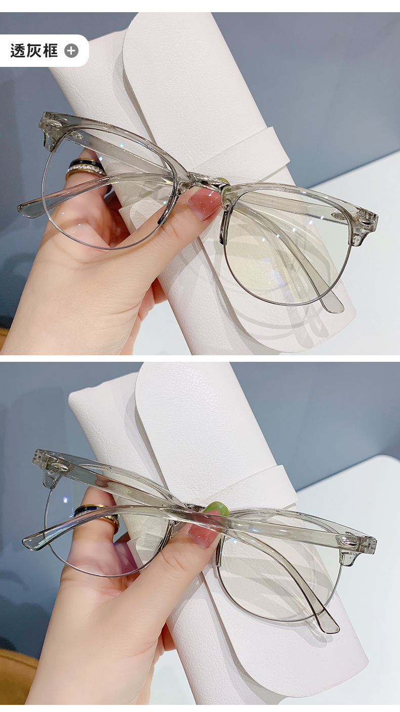 复古半框时尚太阳镜男防蓝光近视眼镜方形米钉显瘦防紫外线墨镜女详情8