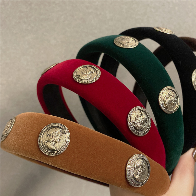 Velvet vintage headband ~ Little Champs-style Baroque court alloy human head portrait headband, the same hair accessory as the Instagram influencer pic 9