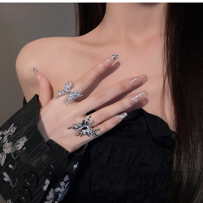 液态小众设计师高级感蝴蝶开口戒指女ins潮冷淡风时尚个性食指戒详情4