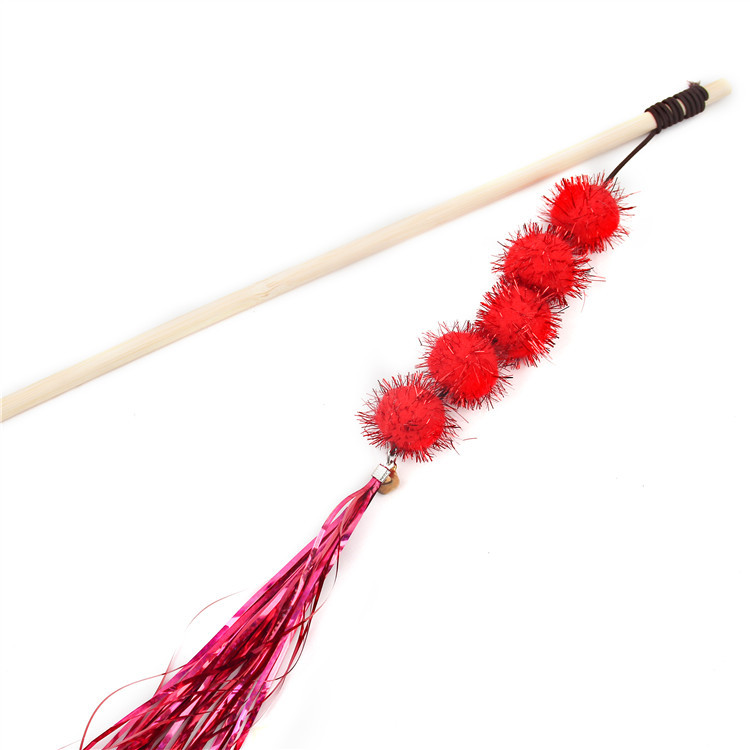 木杆逗猫杆 现货批发逗猫棒 金葱毛球玩具 宠物用品雨丝猫猫用品详情25