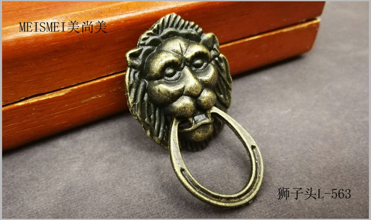 29*48mm alloy door handle, antique bronze lion head handle, cabinet door handle, home decoration hardware handle pic 4