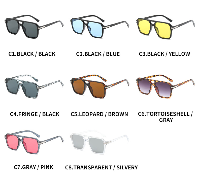 2023新款简约欧美经典外贸方框双梁太阳镜男女士百搭修脸时尚墨镜详情6