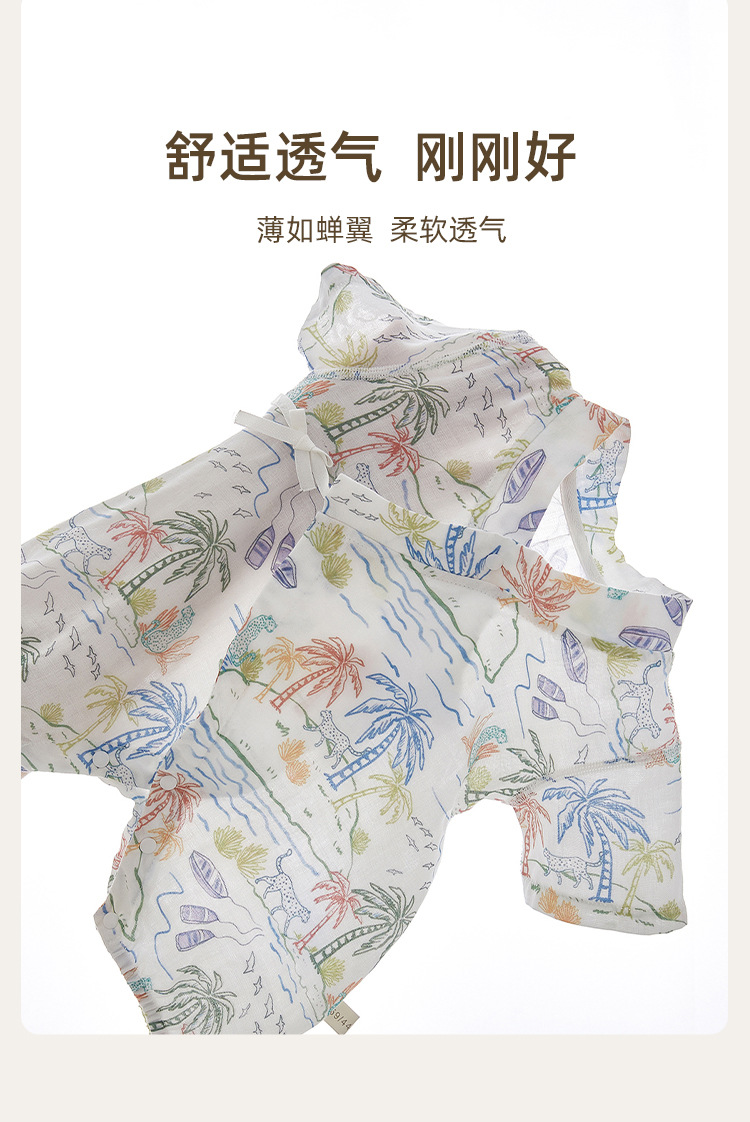 婴儿连体衣纱布夏季短袖和尚服新生儿包屁衣竹纤维宝宝哈衣外出服详情8
