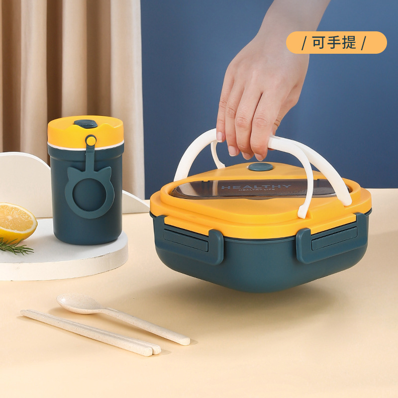 Factory direct sales square lunch boxes, Japanese and Korean student lunch boxes, portable compartments for office workers, microwave oven-safe pic 13