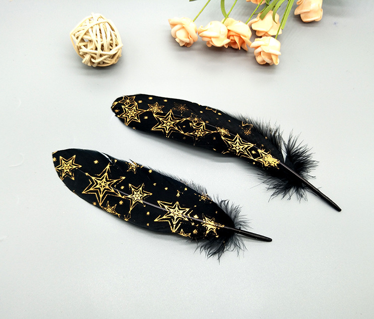 A large quill feather gift box with all-gold and all-silver feathers, paper card bookmarks and decorative quill pens pic 47