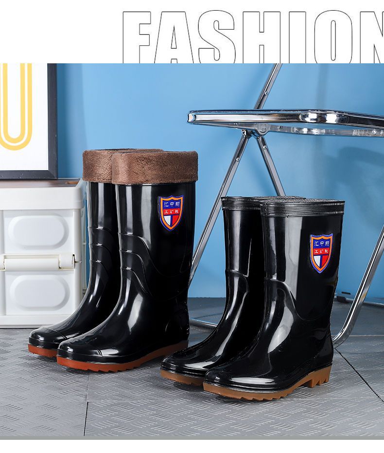 耐磨牛筋底雨鞋男女保暖耐酸碱高筒加厚雨靴防滑劳保洗车水靴工地详情17