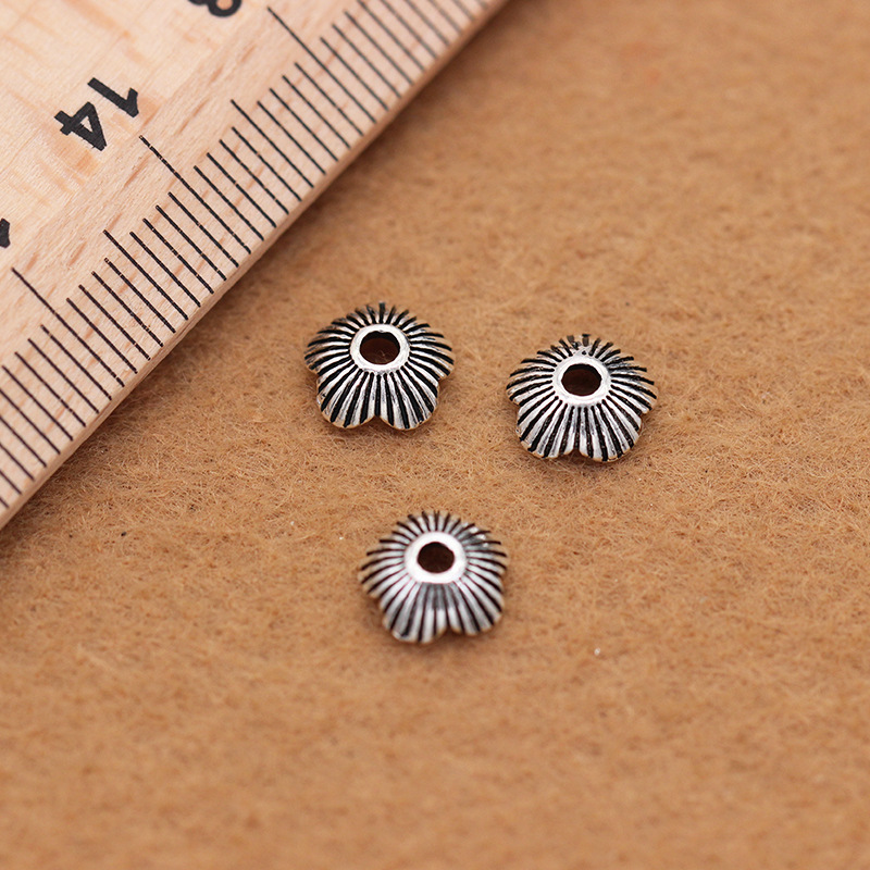 2021S925泰银条纹花托diy隔片饰品配件银泰银配件批发详情15