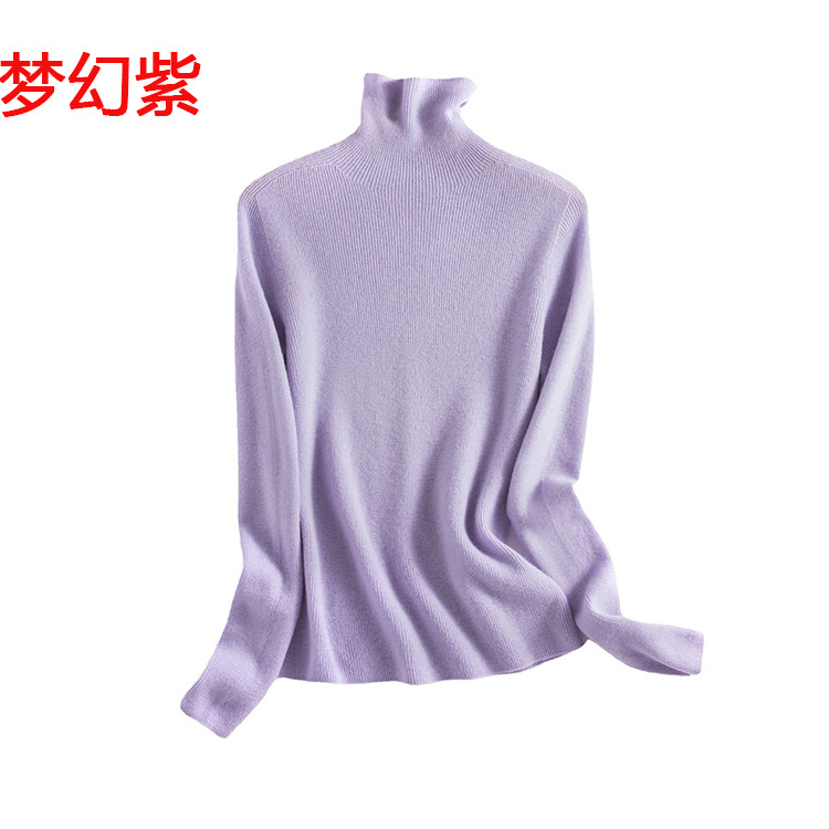 A new high-neck knitted sweater for women in the autumn of 2024, paired with a solid color seamless one-piece base layer of wool sweater pic 19