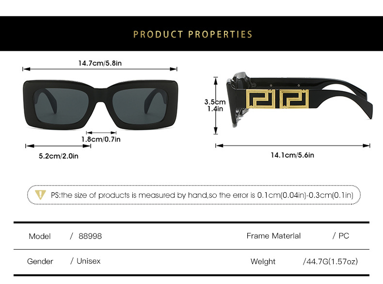 2023跨境新款方框太阳镜 欧美时尚简约品牌设计师百搭街拍墨镜女详情5