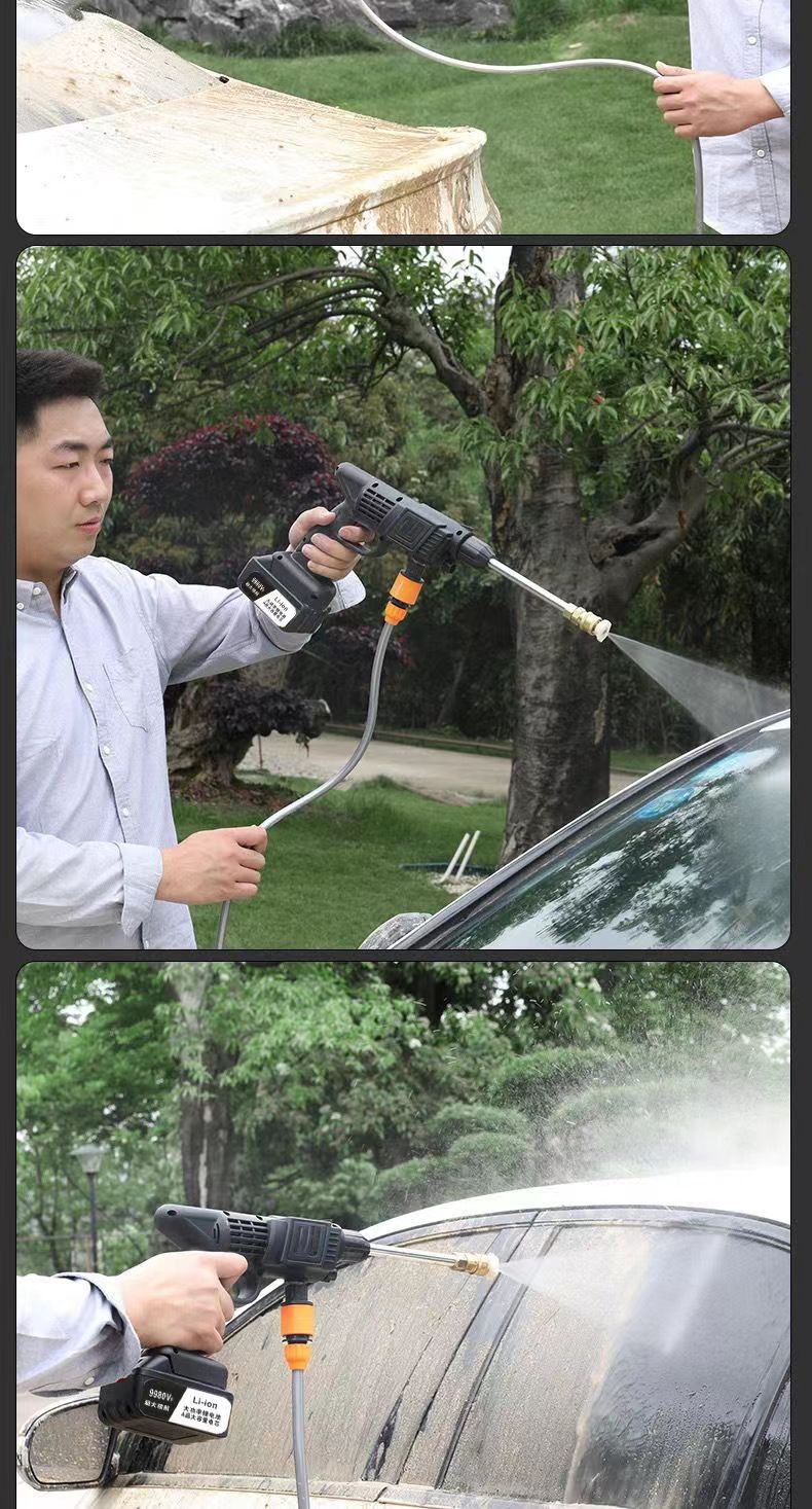 Electric lithium battery car wash machine water gun, portable wireless car wash gun, high-pressure water gun, home charging car cleaning and brushing magic tool pic 10