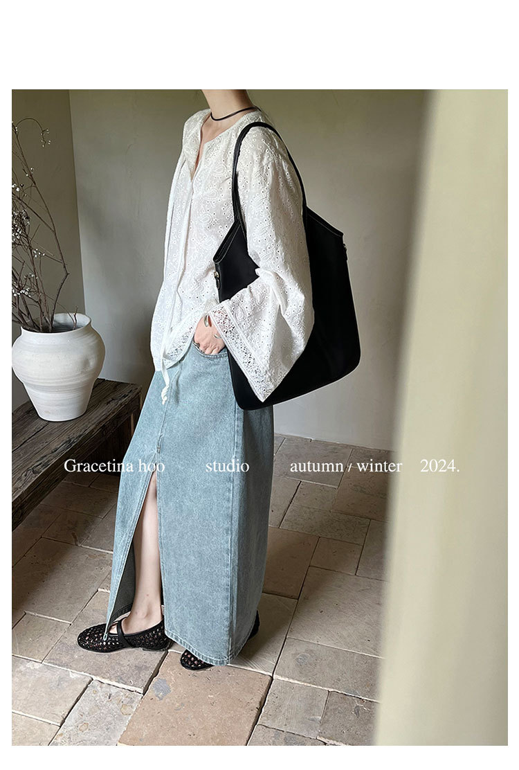 The First batch of 13 Factories 2024 early autumn new Korean version pure cotton embroidered lace V-neck slimming pullover sun-protective shirt for women pic 13