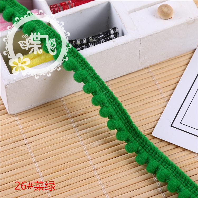 现货供应35色爆款密芽边毛毛虫织带DIY手工帽子服装辅料 毛球花边详情40