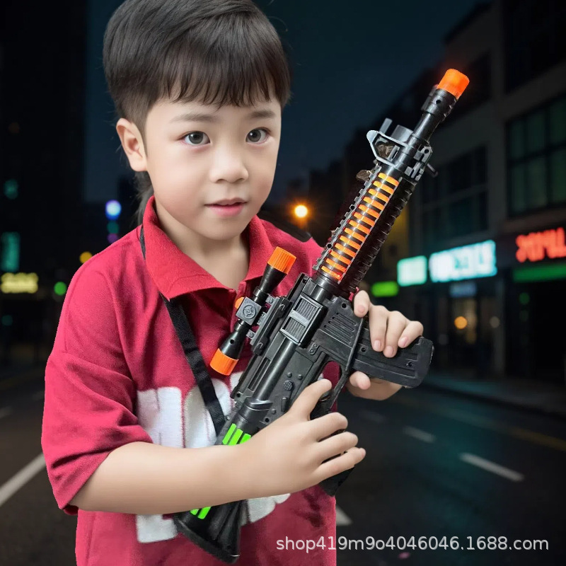 电动枪声光冲锋枪澄海儿童地摊玩具摆摊批发网红夜市儿童玩具详情3