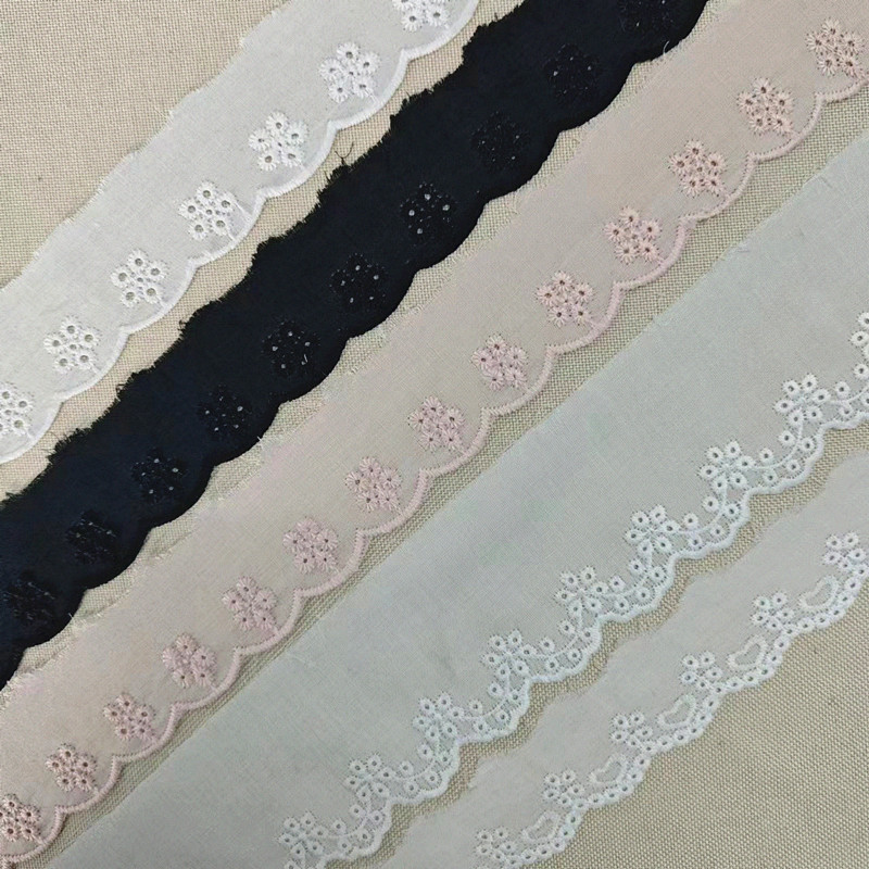 Wholesale of cotton embroidered lace, hollowed-out lace, embroidered skirt hem, clothing accessories, milk silk, perforated, barcode 2.5 pic 1