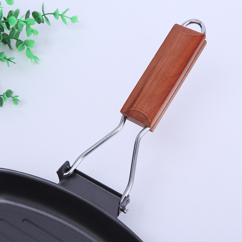 Steak frying pan 20-28cm, non-stick iron foldable steak pan, thickened striped square barbecue plate, wholesale for export pic 24