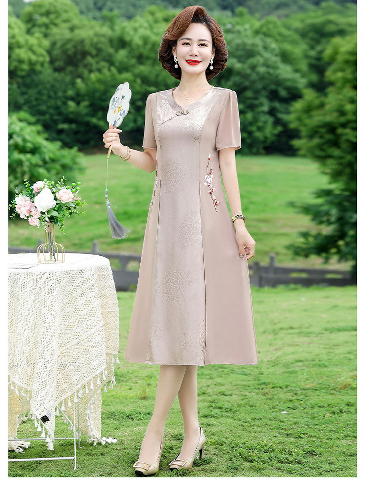 喜婆婆婚宴装平时可穿结婚妈妈礼服夏季旗袍连衣裙高贵中国风唐装详情20