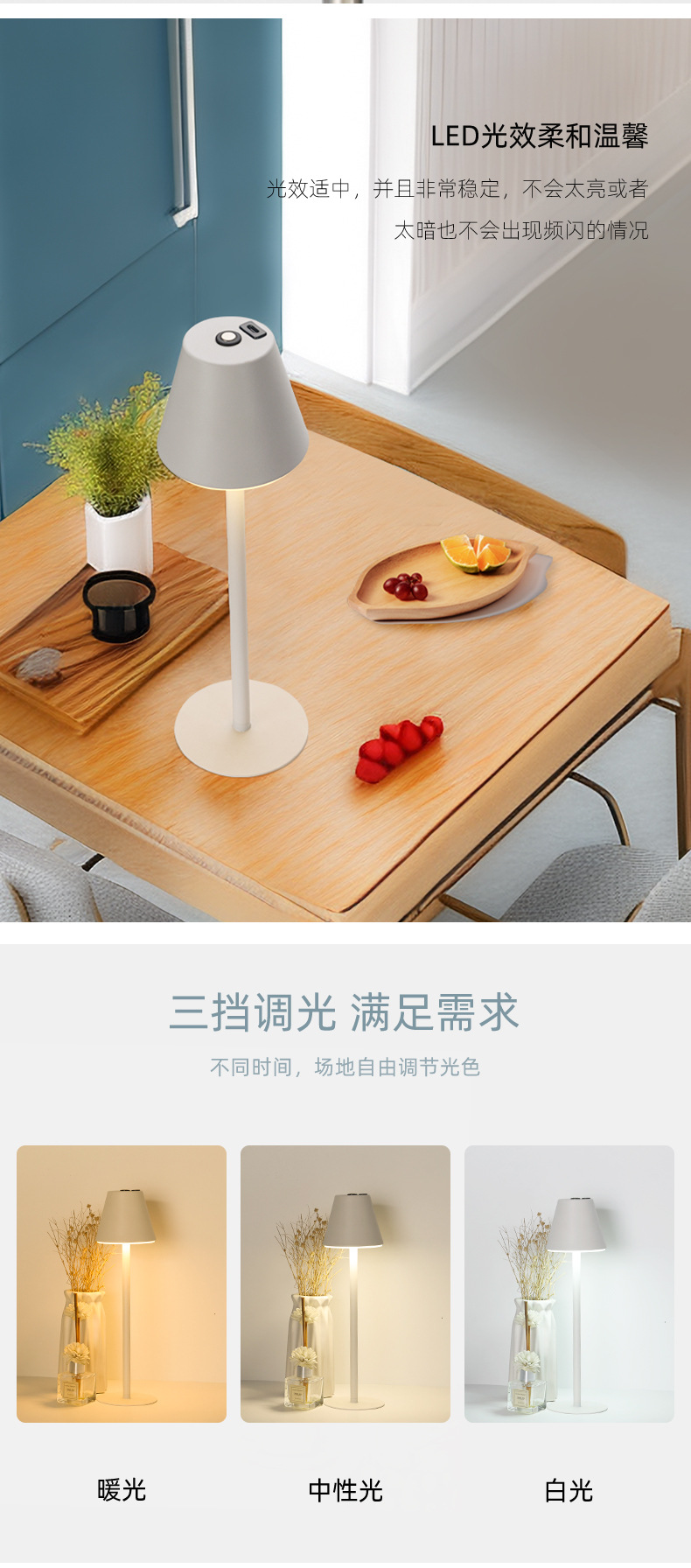 亚马逊led充电酒吧台灯复古创意个性床头灯餐厅装饰氛围触摸桌灯详情3