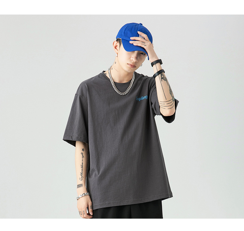 韩路日系男装 潮牌字母印花T恤男宽松百搭基础款纯棉情侣装短袖详情32