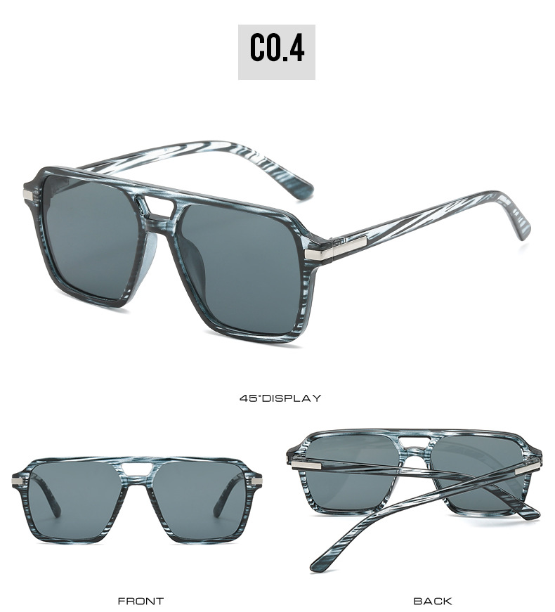 2023新款简约欧美经典外贸方框双梁太阳镜男女士百搭修脸时尚墨镜详情10