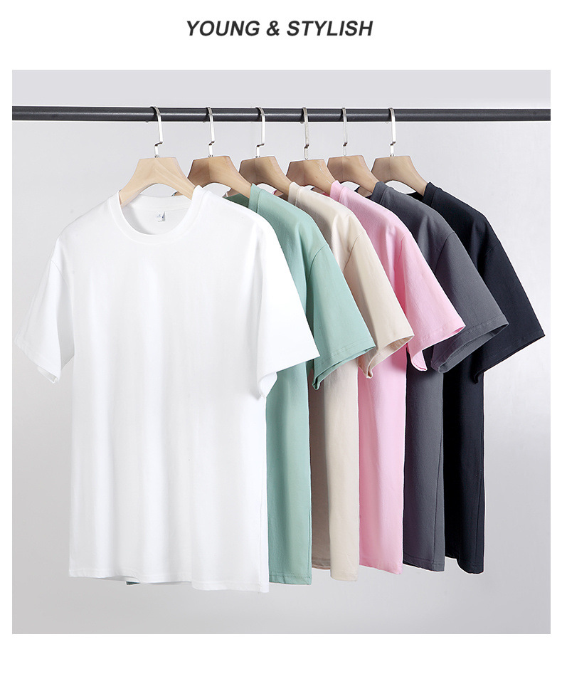 2024夏季纯色新款男士短袖T恤宽松落肩大码潮流情侣半袖港风体恤详情13