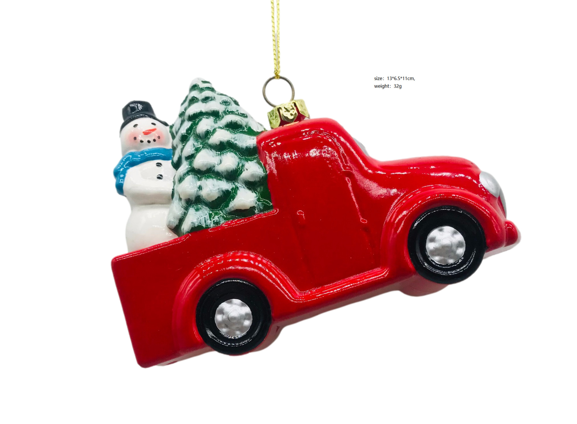 皮卡车圣诞装饰商场活动批发挂件吊饰truck with a snowman and a详情1