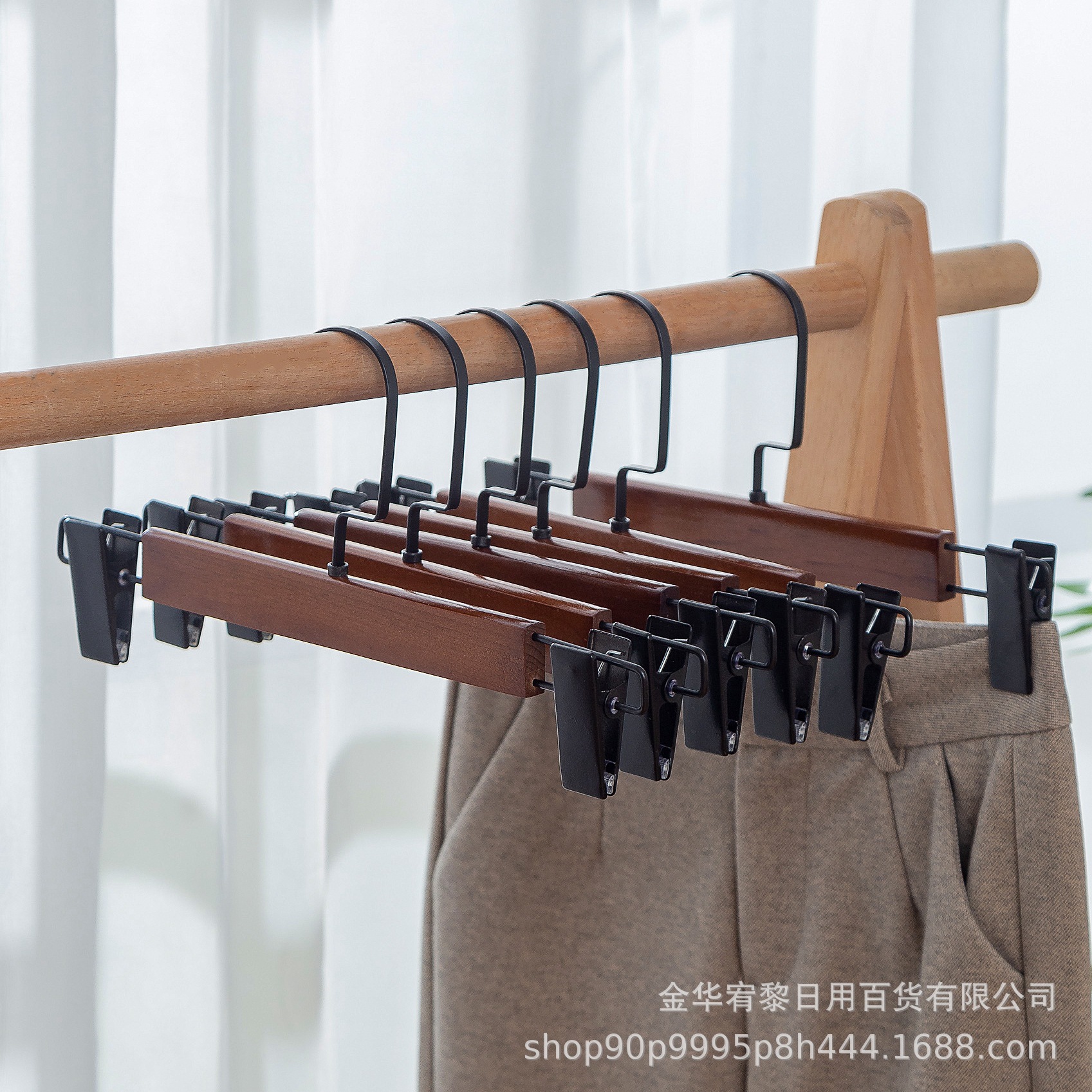 高档实木裤架裤夹 服装店衣挂批发展示 家用成人裤子收纳衣架裤挂详情21