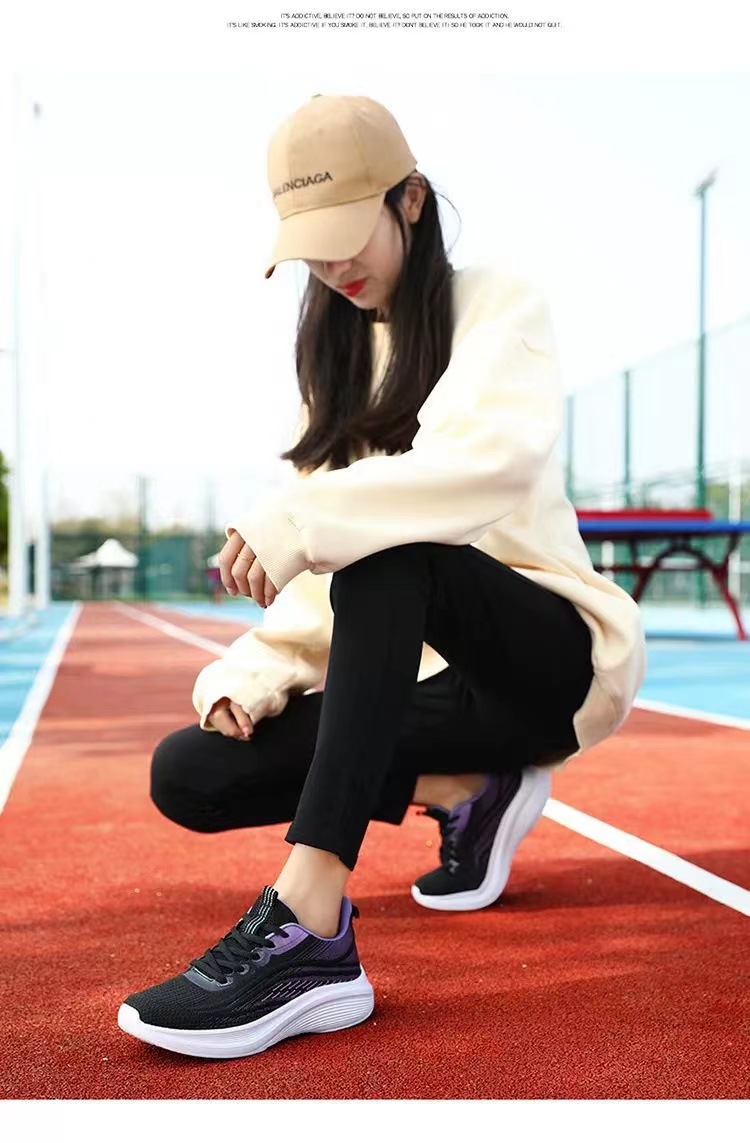 新款运动鞋国潮女春夏季防滑软底耐磨飞织透气休闲鞋百搭超轻跑步女鞋详情3