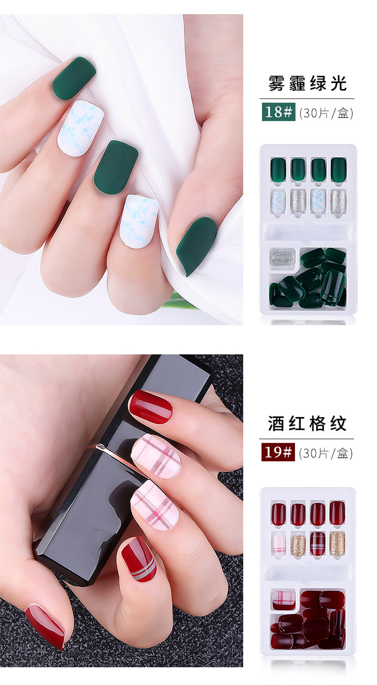 Finished nail care wearable nail patches 30-piece box set, detachable and reusable, artificial nail wearable patches, full nail patches, exclusively for export. Exclusively for export pic 17