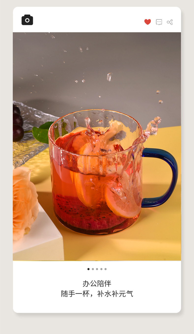 New striped glass water cup, large-mouthed milk cup, colorful glass cup, ins high appearance level souvenir cup pic 15