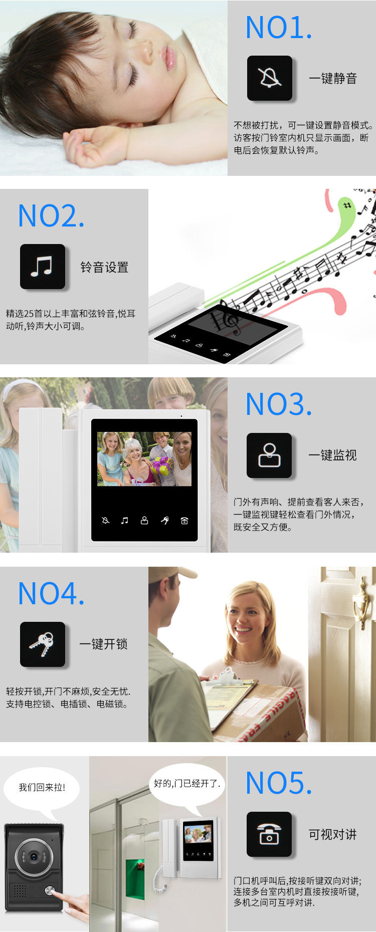 4.3-inch video intercom doorbell, telephone doorbell, smart doorbell, wholesale for foreign trade pic 10