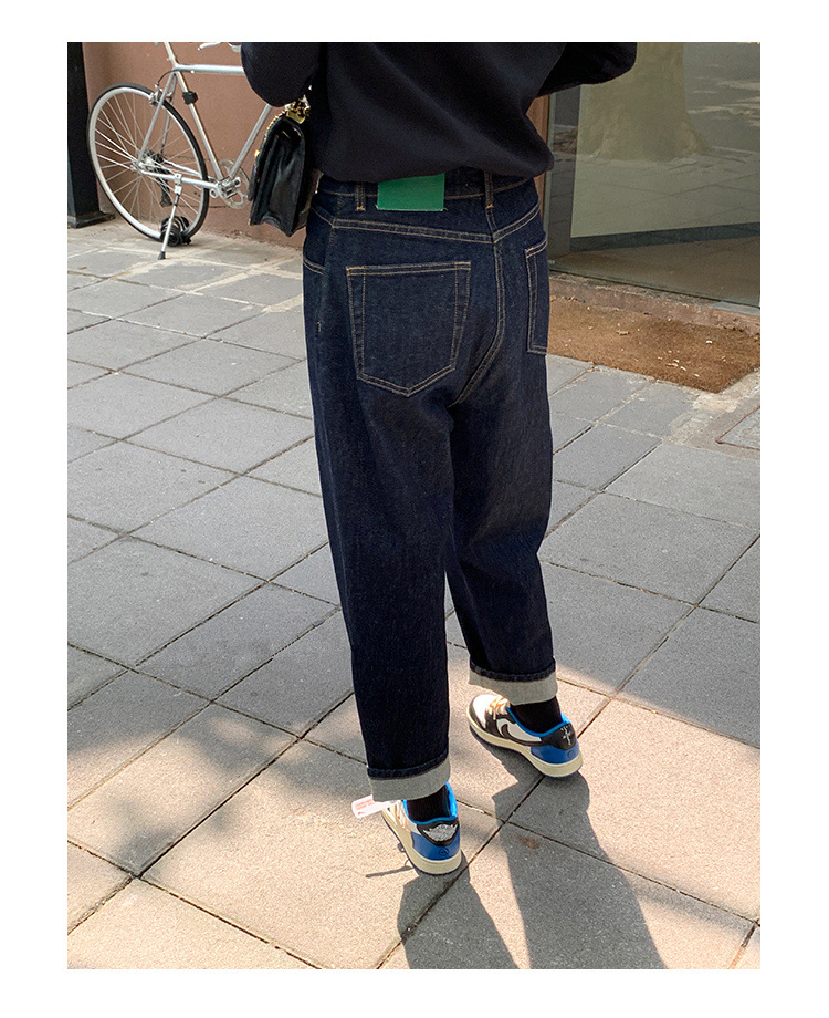大码牛仔加绒加厚休闲裤女2022秋冬新款韩版直筒老爹显瘦哈伦裤子详情13