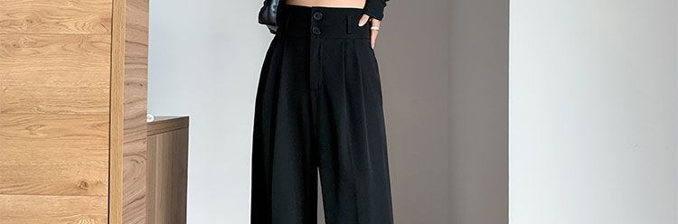 黑色西装裤女春秋新款韩版休闲直筒垂感宽松阔腿裤高腰显瘦长裤潮详情16