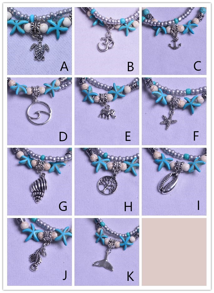 欧美跨境外贸脚饰乌龟脚链吊坠贝壳海星瑜伽沙滩情侣套装脚饰现货详情19