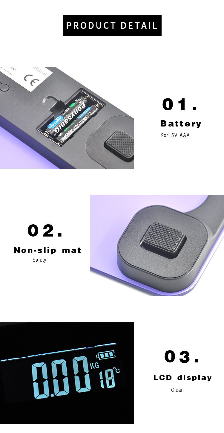 [FF1976-A16680]厂家直销家用电子人体秤跨境 外贸180KG体重秤LCD背光显示 电子称详情5